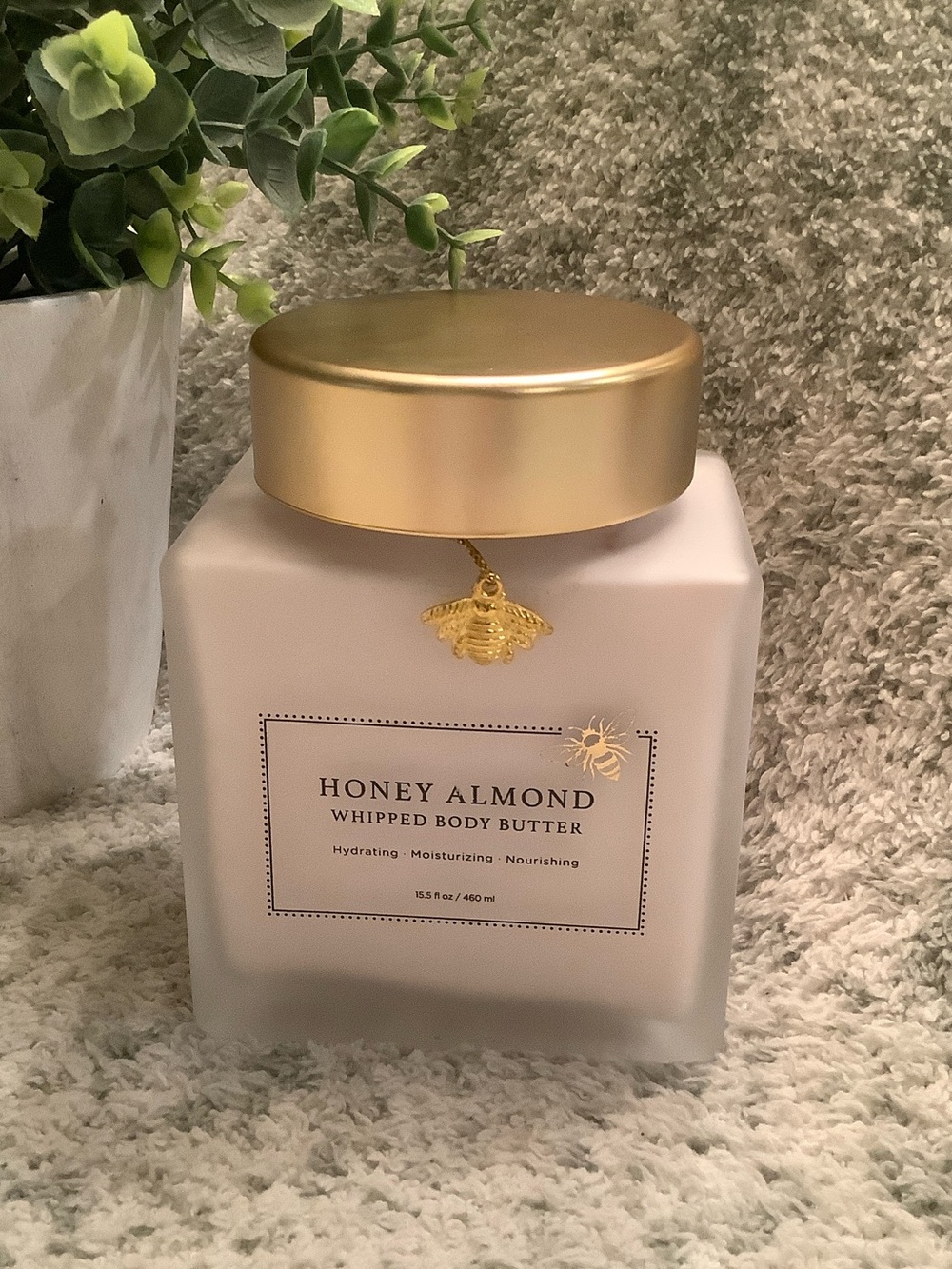 Honey Almond Scented Whipped Body Butter NWT 15.50oz XL glass jar
